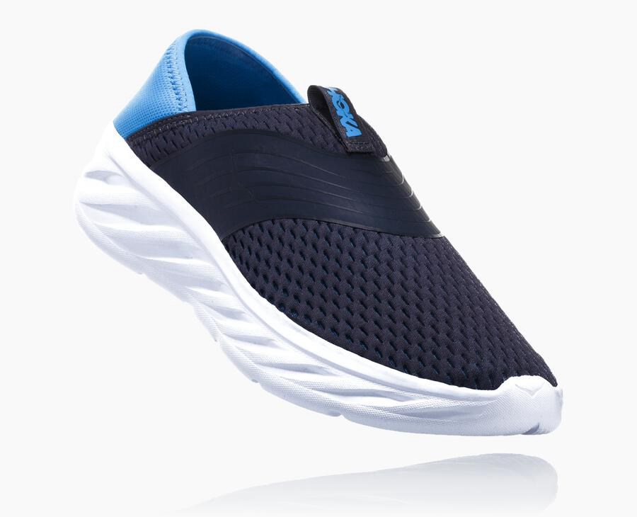 Hoka Mens Sandals NZ - Hoka Ora Recovery Navy/White (QHR536102)